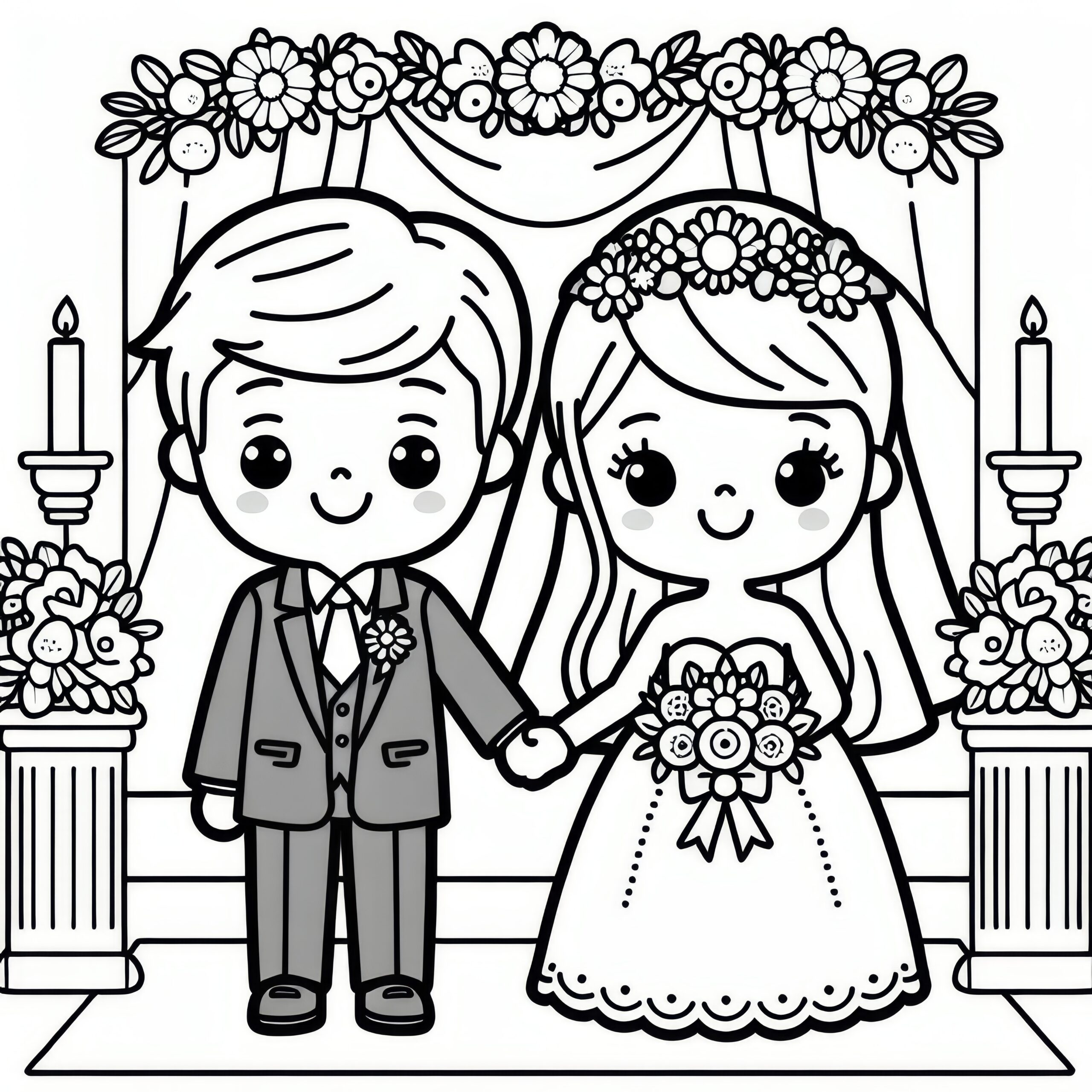bruiloft kleurplaat