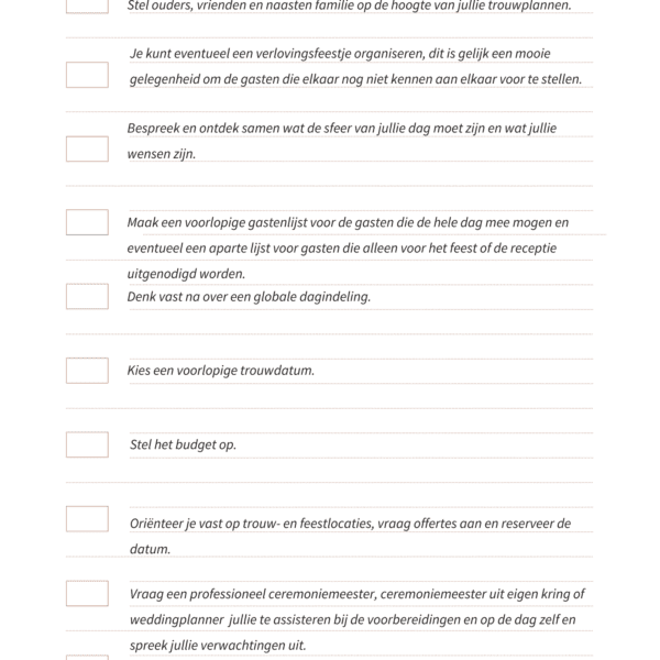 to do list bruiloft