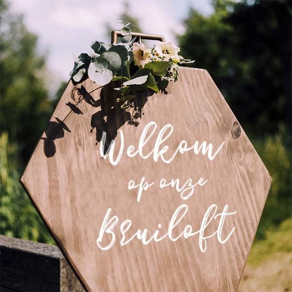 welkomstbord bruiloft hout